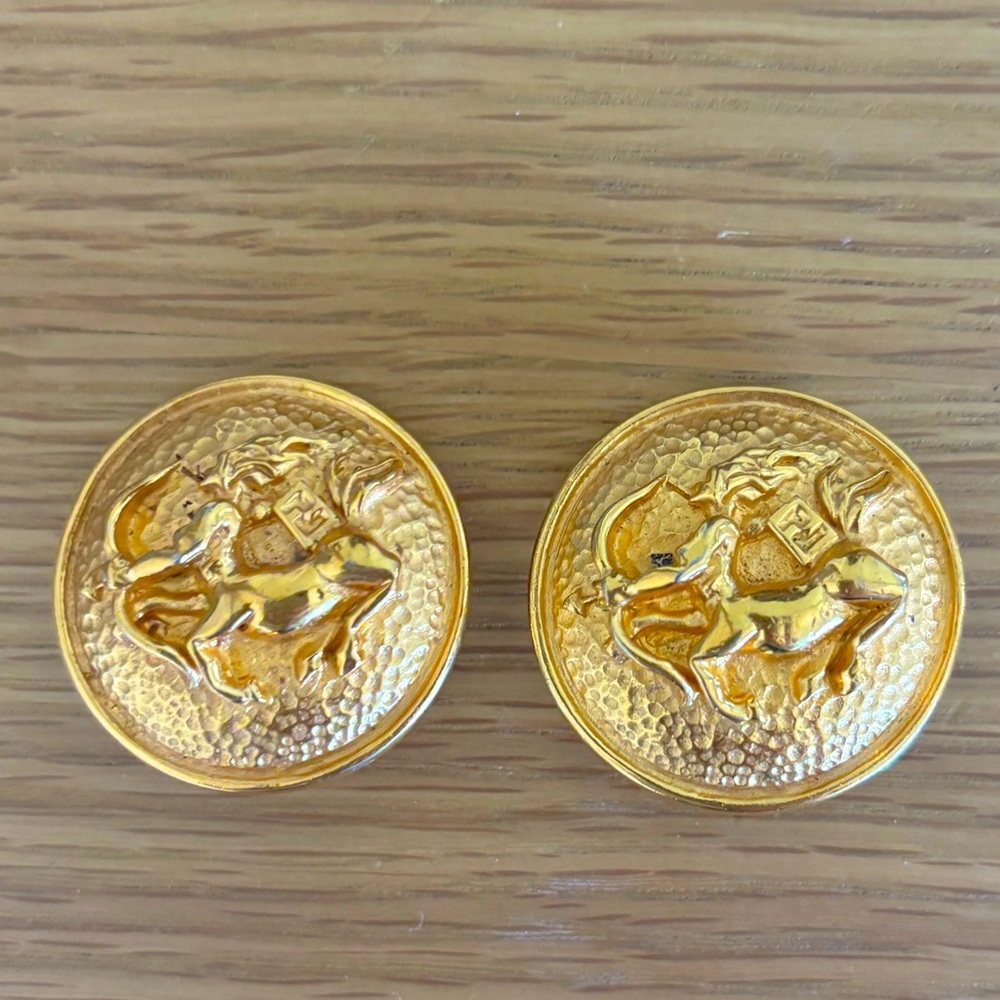 Vintage Fendi clip on earrings - zodiac - Sagittarius